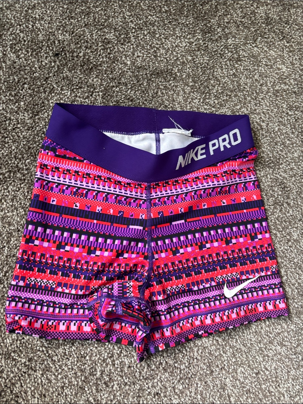 Nike Pro Women's Purple & Pink Printed Compression Shorts